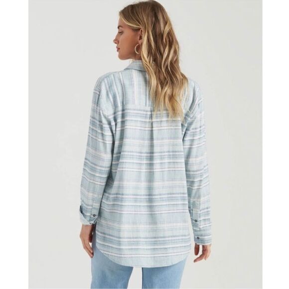 BILLABONG Easy Movin 2 Button Down Shirt Top In Deja Blue Size S - Picture 3 of 14